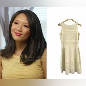 LAUREN Ralph Lauren Gold Shimmering Sleeveless Pointelle-Knit Sweater Dress